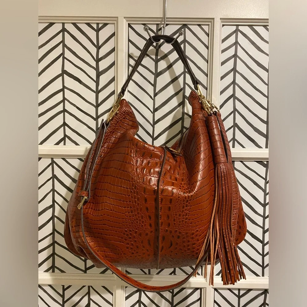 G.I.L.I. Milano Double Zip Exotic Genuine Leather Hobo with two Straps